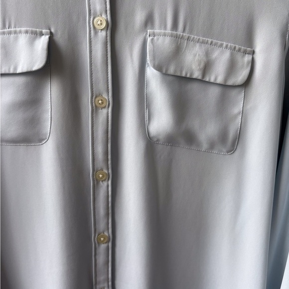 Loft Baby Blue Women’s Long Sleeve Button Up Shirt Size M Career Office Roll Tab - Picture 6 of 10